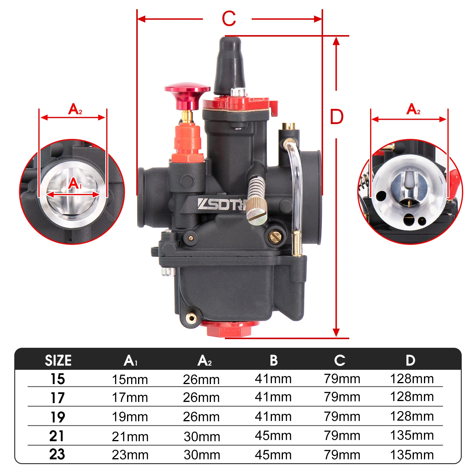 ZS Racing PWK Carburetor 15/17/19/21/23mm Carburetors With Power Jet for MBK PEUGEOT YAMAHA BETA Motorcycle Part