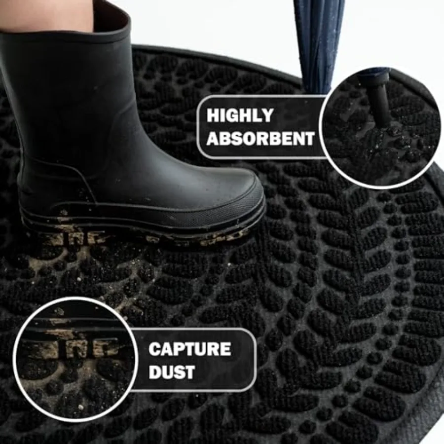 Half Circle Door Mat Front Door Mat Outside Entrance Welcome Mat 17x30 IndoorandOutdoor Doormat, Traps Dirt and Moisture, Non-S