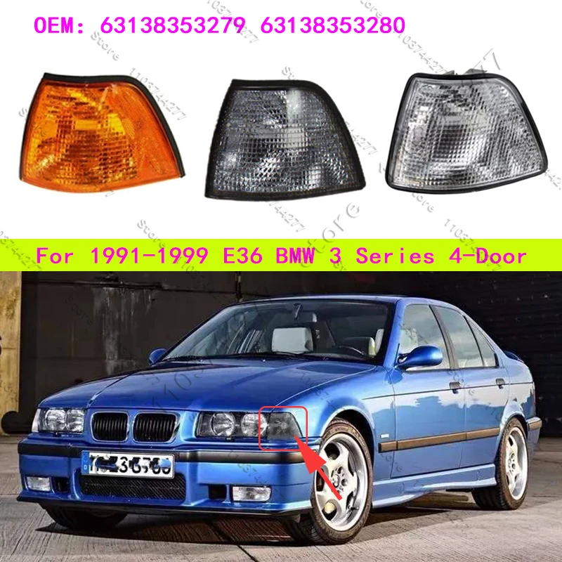 Para 1991-1999 E36 4 puertas BMW 318i 318ti 320i 325i 328i M3 luz intermitente de esquina de coche blanco amarillo gris 63138353279 63138353280