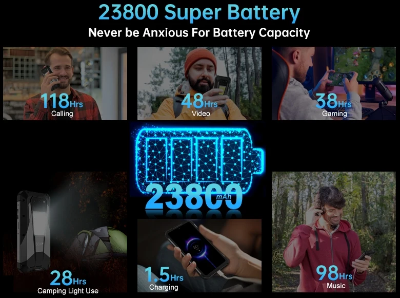 8849 Tank 3 Pro وحدة المعالجة المركزية الأبعاد 8200 120 هرتز 23800 مللي أمبير بطارية كبيرة جدًا ثلاثة هاتف ذكي مقاوم 16/18 جيجا بايت رام 512 جيجا بايت