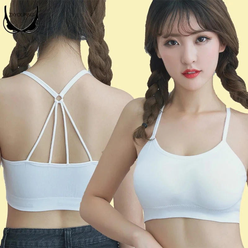 Sexy Cross Strapss Beautifying The Back Seamless Bra for Woman Removable Bralette Underwear Fitness Running Sports Lingerie