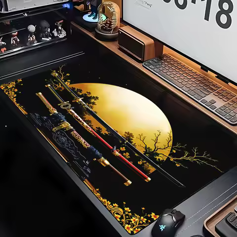 Full moon and samurai sword design Mouse Pad Desk Mat Gaming mat gamer pc accessories rubber anti-slip keypad expansion mousepad
