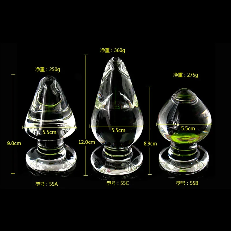 Glass Anal Plug Large Size 5.5 Cm In Diameter Anal Plug Anal Stimulation Massage Adult Orgasm Masturbation Products for Couple.