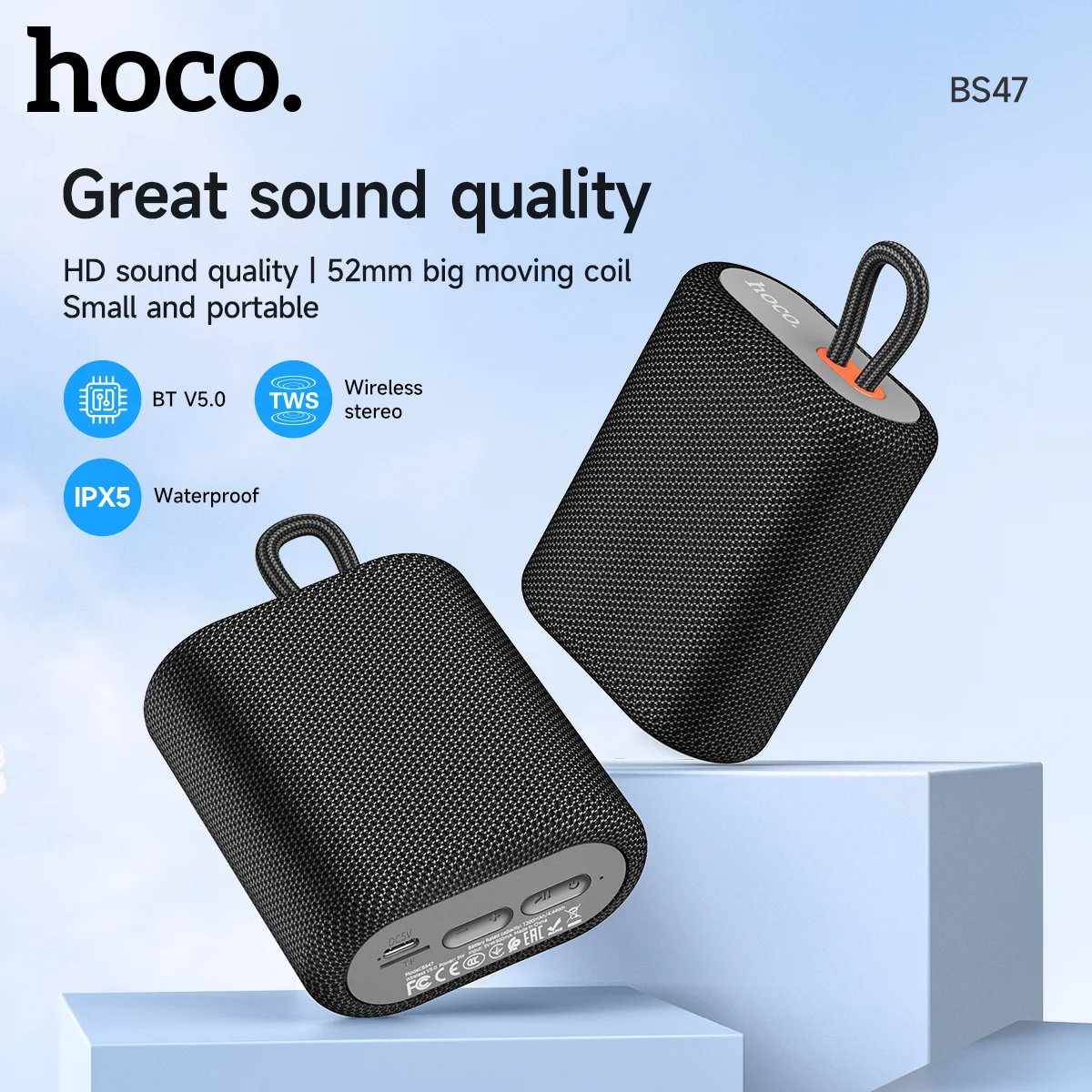 

HOCO BS47 Sports Bluetooth Speaker Outdoor Wireless Portable Mini Speakers Music Audio Playback Support TF Card FM Player