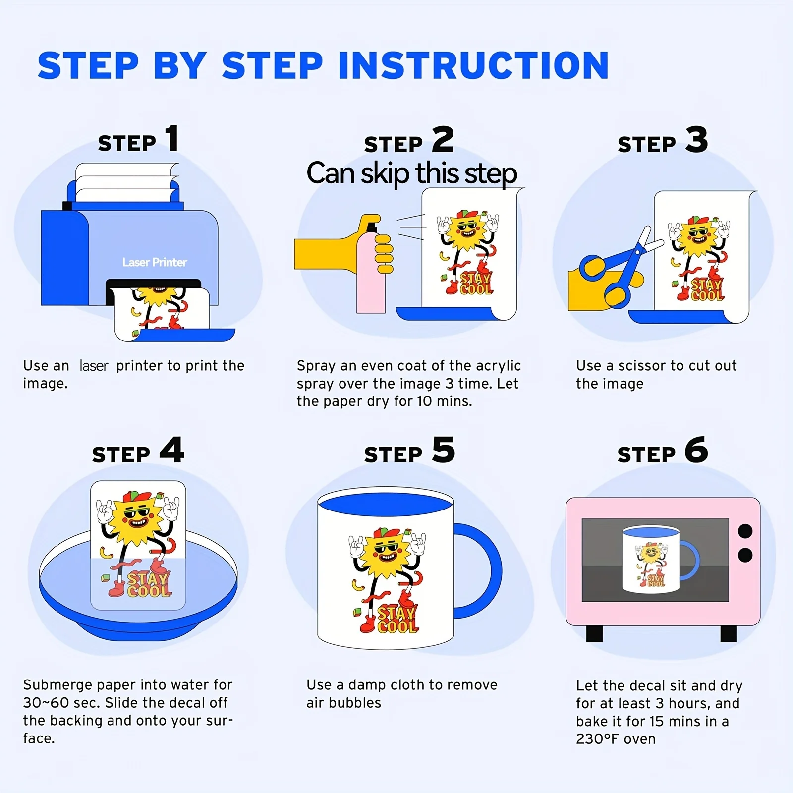 5 Sheets A4 Size Laser Waterslide Decal Paper Sheets Transparent Clear Water Slide Paper for Laser Printer