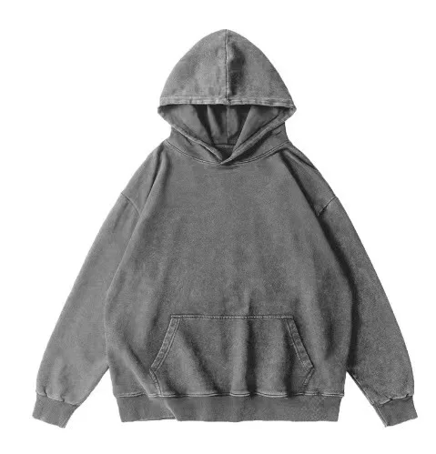 350g Pure Cotton A Hoodie Made of Pure Cotton Hoodie Washed Long Sleeve Man T-shirt Long Sleeve Loose Tops Fashion Solid T-shirt