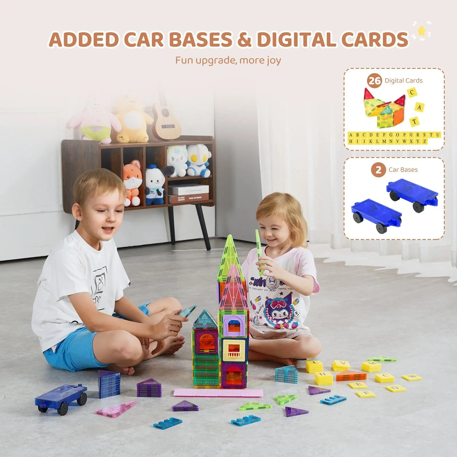 Magnetic Tiles Magnetic Building Toy 121 PCS Magnet Blocks for Kids 3D Set