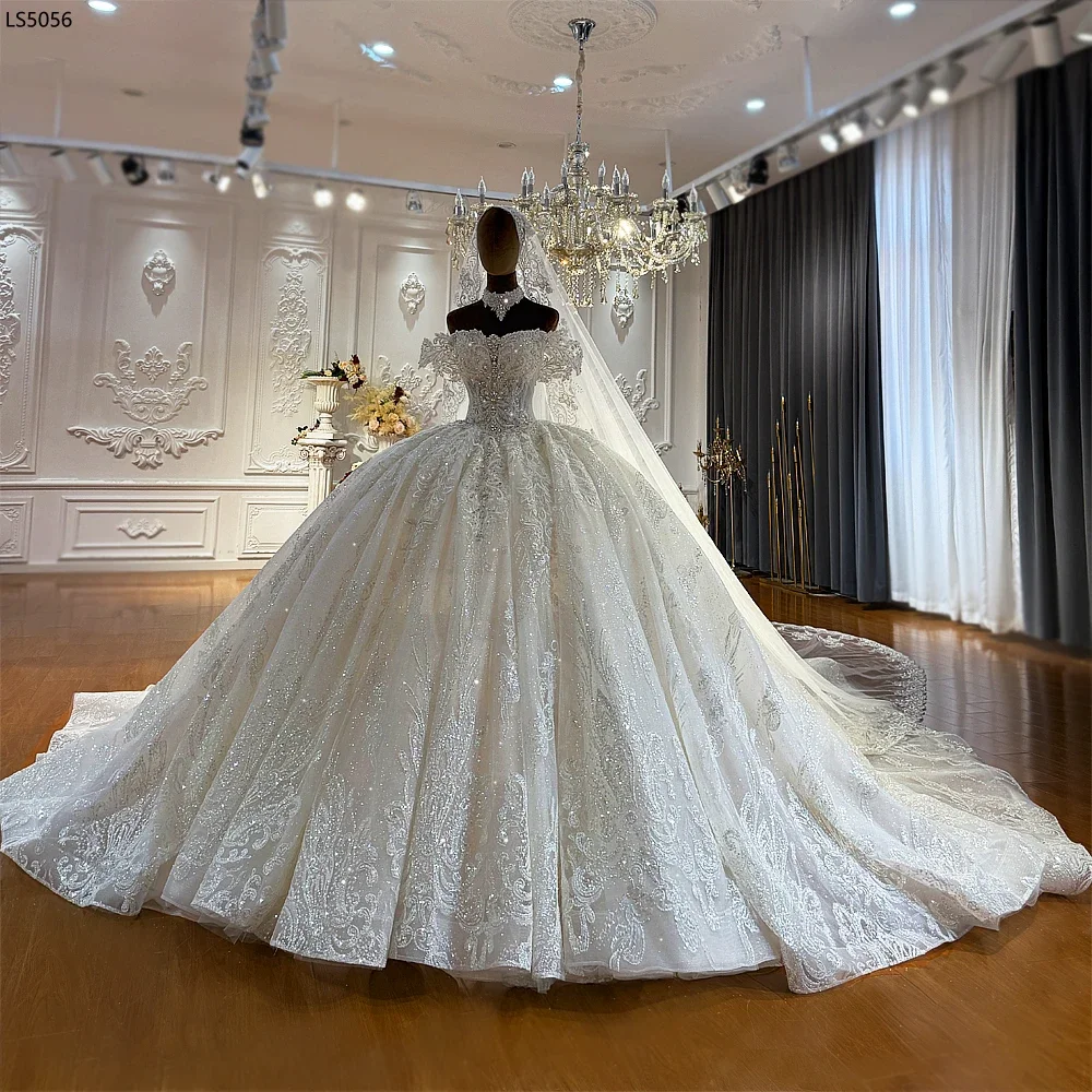Customized Luxury Wedding Dress Amanda Novias Official New Design Strapless Elegant Bride Dress With Detachable Sleeves image 4
