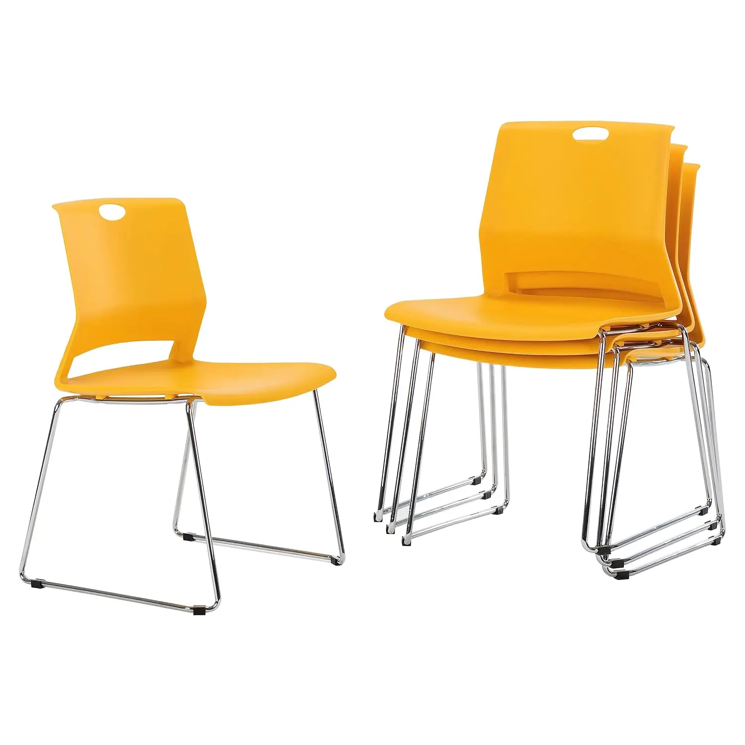 Yellow Stacking Chairs-Set of 4, stackable, breakroom chairs, waiting room chairs, conference room chairs, cafeterial chairs