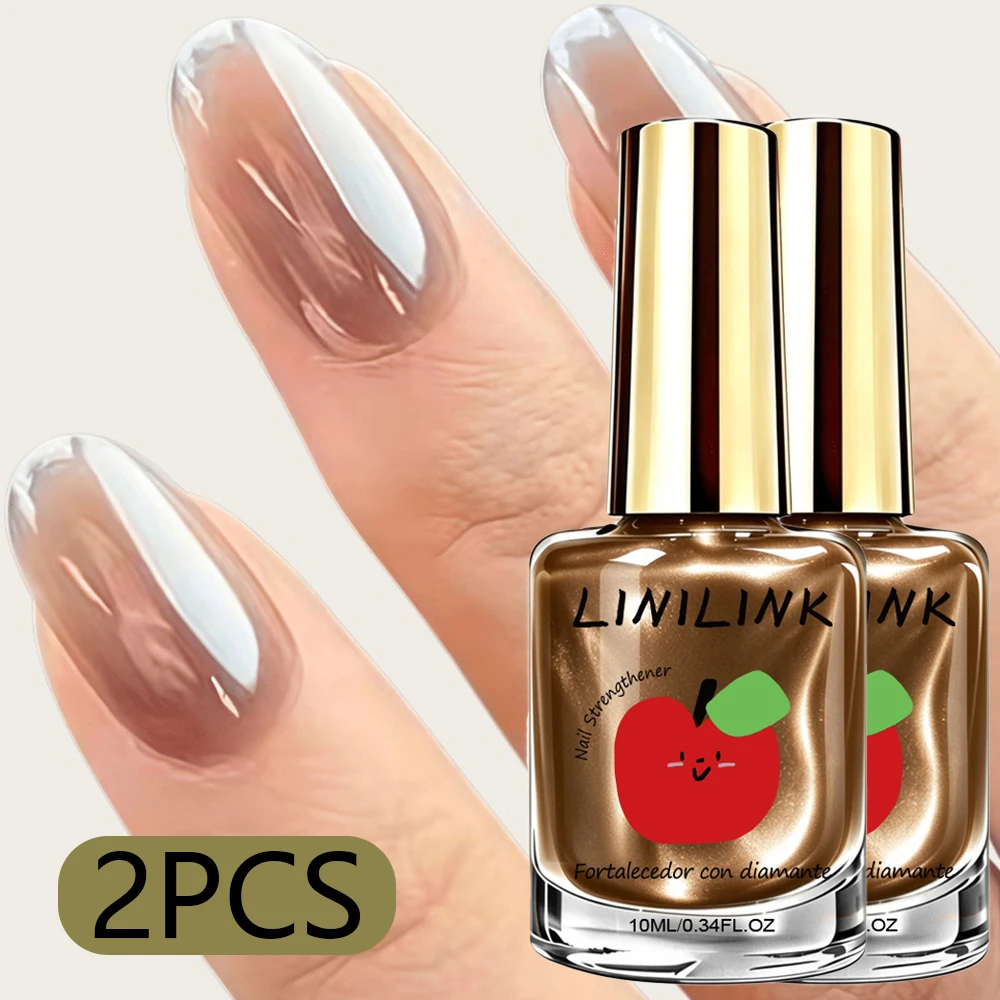 LINILINK 2PCS Mocha Brown Nail Strengthener, Quick-Dry Polish, Mirror Gloss, Lasting, Women's DIY Mani, F/W Nail Art, Xmas Gift