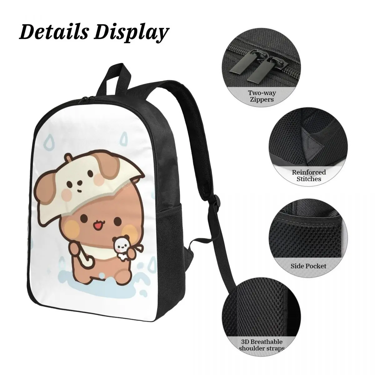 หมีและแพนด้า Bubu Dudu กระเป๋าเป้สะพายหลังนักเรียนสาว BookBag โรงเรียนกระเป๋าคอมพิวเตอร์ไหล่กระเป๋า 3 PS ถุงอาหารกลางวันฉนวนดินสอกรณี