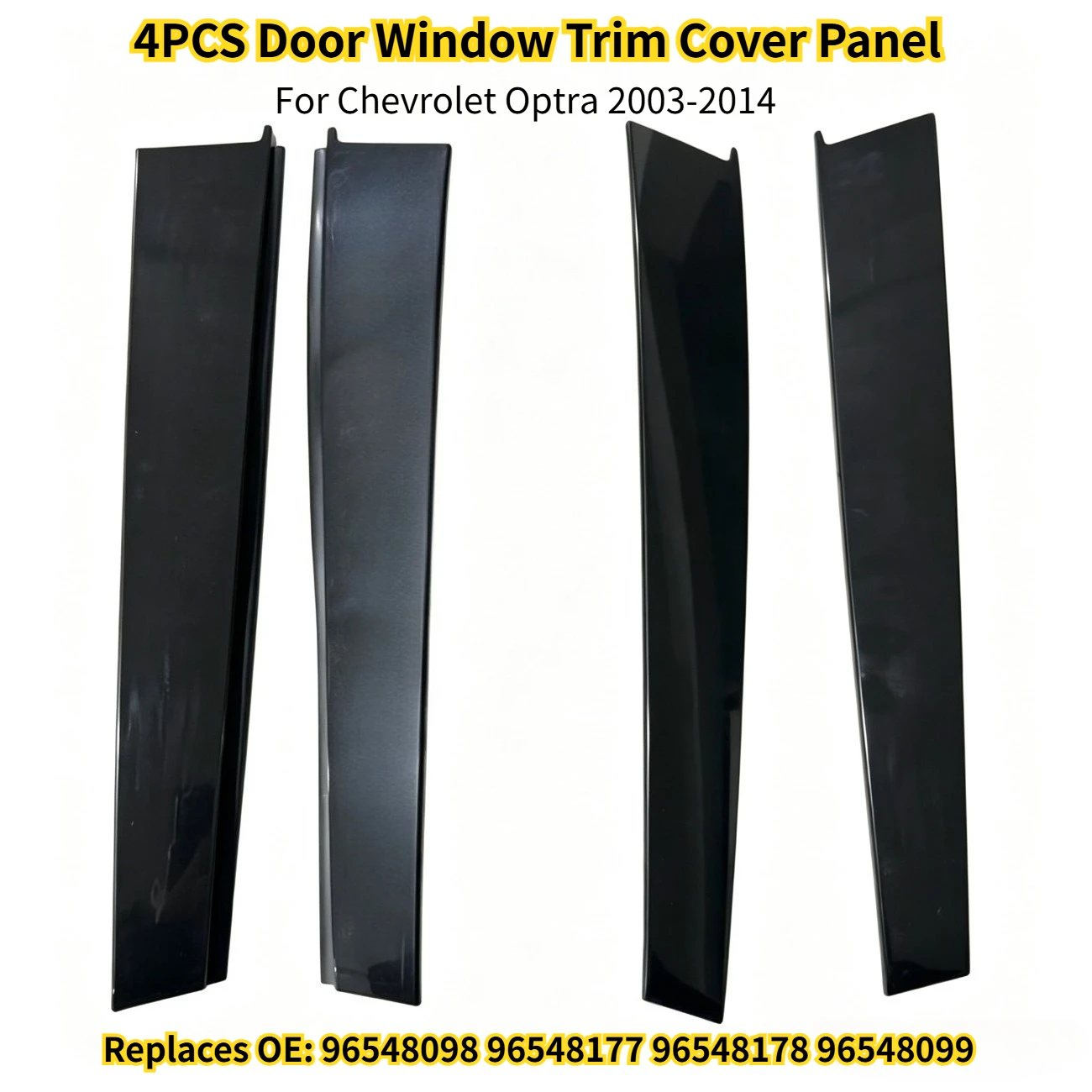 96548098 96548177 96548178 96548099 4PCS Gloss Black Door Window Trim Cover Panel For Chevrolet Optra 2003-2014