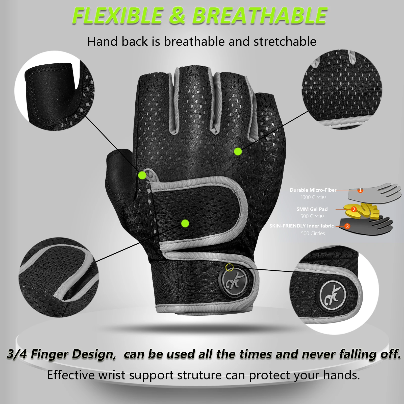 MOREOK Gym Handschuhe Atmungsaktive Anti-rutsch Pull Ups Training Yoga Bodybuilding Übung Fitness Workout Gewichtheben Handschuhe Männer – Detail 3