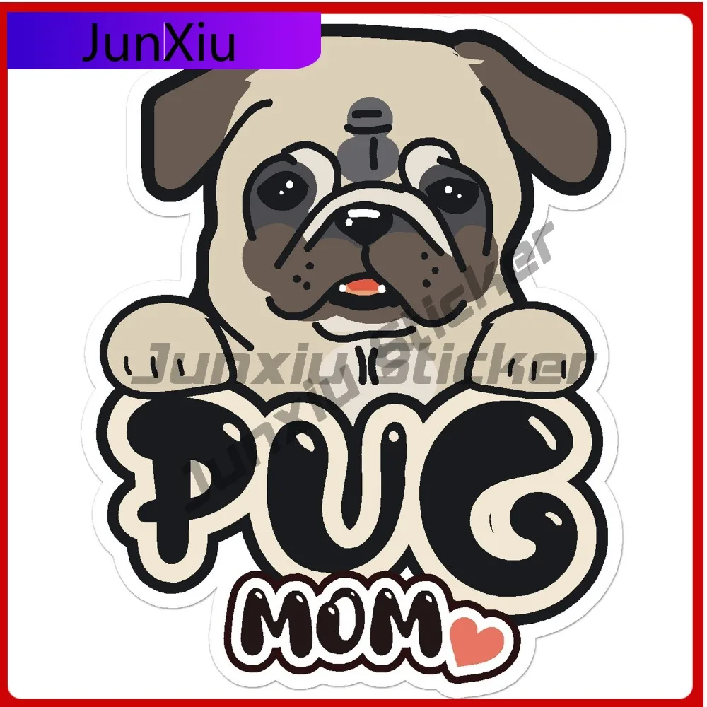 

Pug Mom Vinyl Unique Top Quality Stylish Bumper Decal Sticker Waterproof Car Laptop Window Auto Exterior Gift Decor