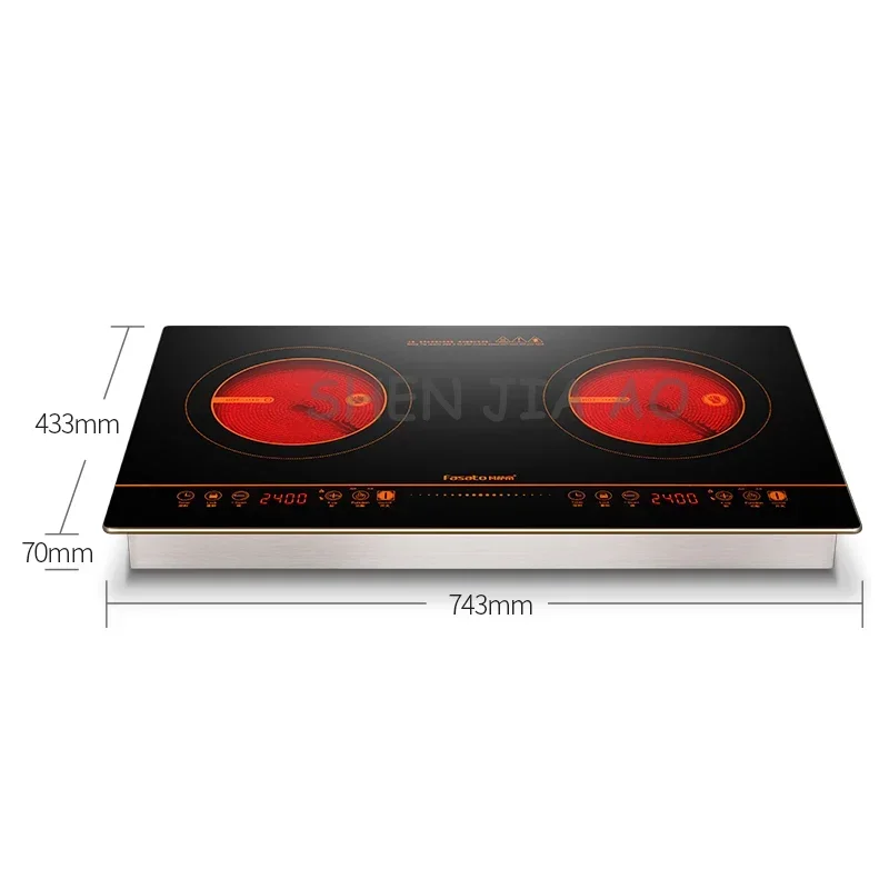 Household Electric Stove Infrared Light Wave Heating Double Cooker Ceramic Hob Kitchen Equipment 220V 2400W