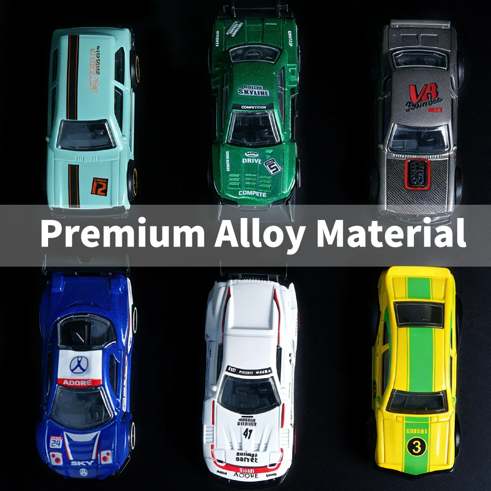 1:64 mini sportwagenmodel van gegoten metaal, GT Diecast autoset met displaydoos, ideale cadeaus voor jongens en autoliefhebbers