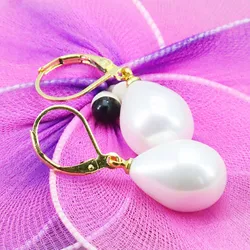 High Quality white Natural Shell Pearl Earrings Ear Eardrop Water Tears Wedding Women Girls Gifts Jewelry making Design 12x16mm
