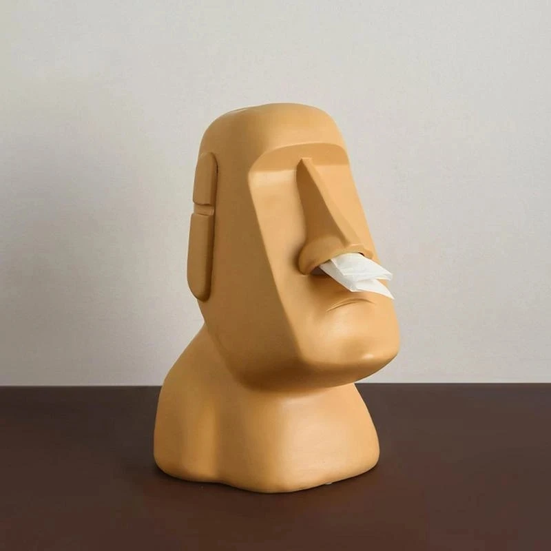 1pcs Moai Tissue Box Easter Island Boulder statue Personality Stone Sculpture Home Tissue holder napkin box