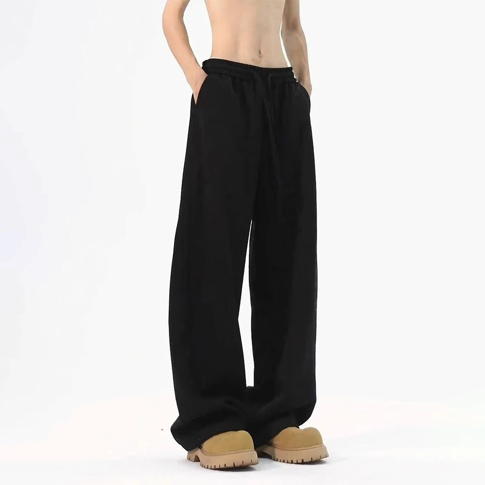 Mens Streetwear Trousers Autumn Wide Leg Sports Casual Pants Youth Daily Campus Versatile Straight-Leg Pant Male Men'S Clothing