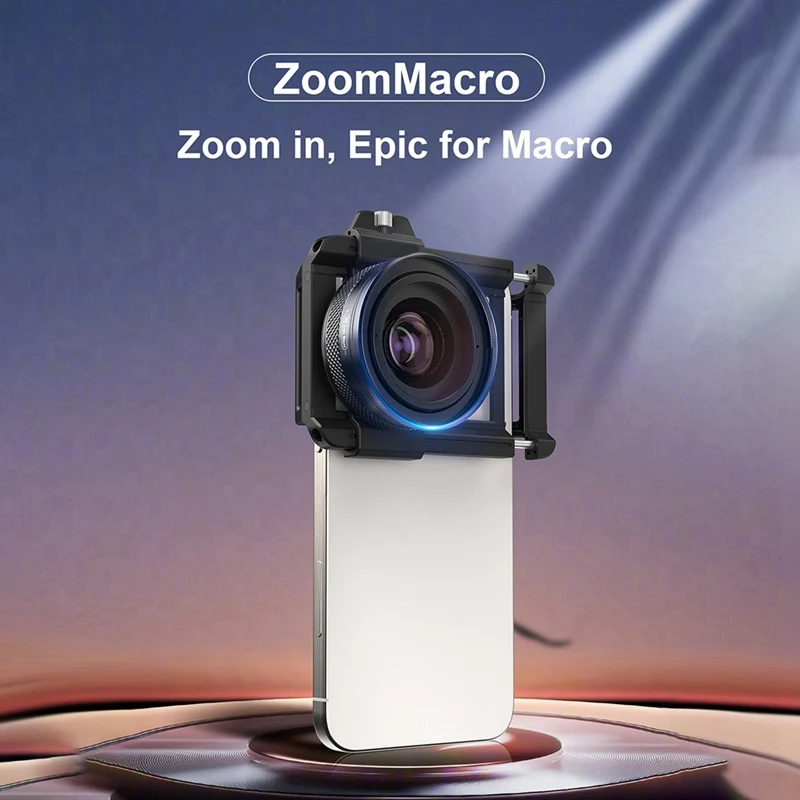 ZM100MM Lens Zoom Macro 20X Lens Telephoto Macro Magnifier+Macro Lens Fill Light 3 Colors 5 Levels 2700k-6500k for Phone-A46I