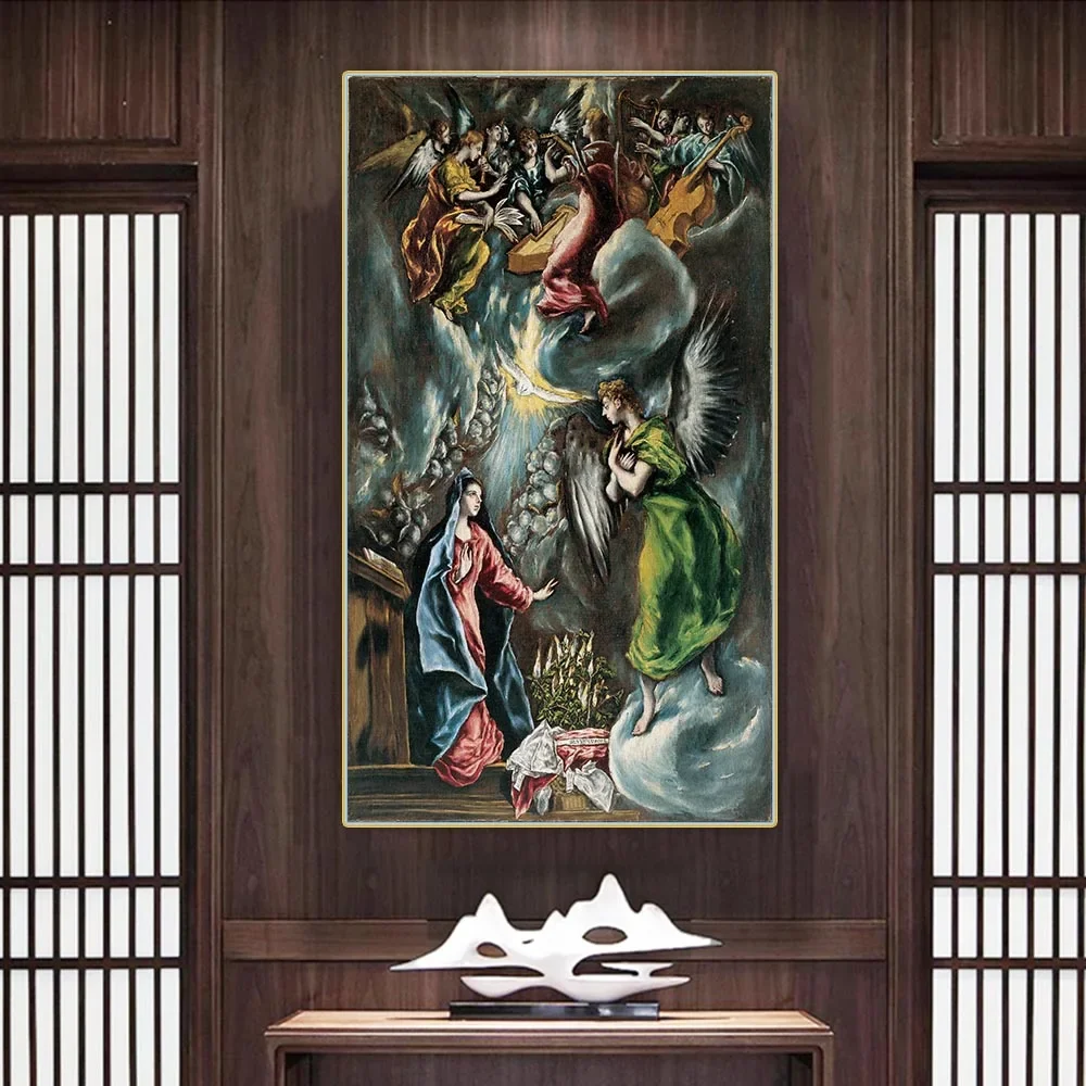 Classic Vintage Wall Art El Greco The Annunciation Oil Painting Aesthetics HD Canvas Poster Print Living Room Bedroom Home Decor