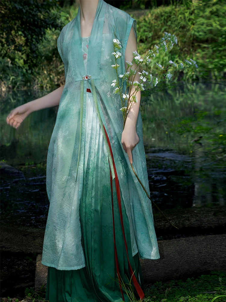 

Комплект Hanfu Ang Gong Yu Ming Dynas: Ремешок-бандо и длинная юбка, разные цвета, летняя коллекция, китайский бренд