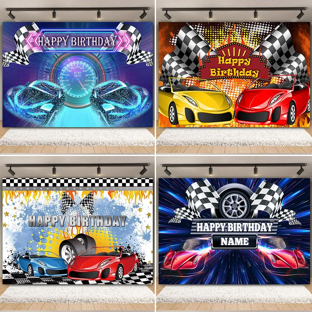 Racing Car Theme Boy Birthday Backdrop Motorcycle Cool Decoration Children Birthday Party Banner Baby Shower Photography Props