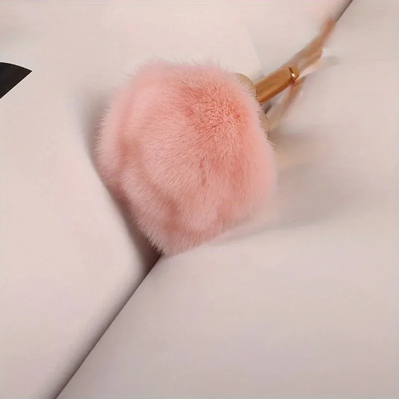 1 brocha de maquillaje en polvo suelto en forma de rosa rosa |   Herramienta de belleza facial de doble uso y cepillo para polvo de uñas |   Mak de base y aseo