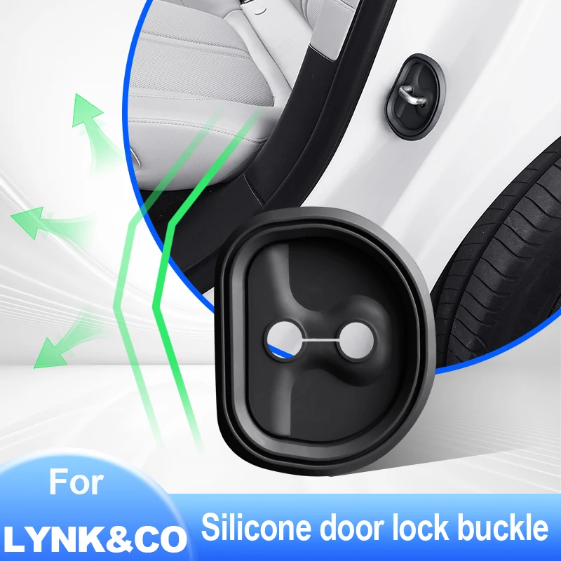 4Pcs Car Door Mute Damping Cushion Silicone Door Lock Buckle  Anti-Collision Protective Cover For LYNK&CO 01 02 03 06 08 09