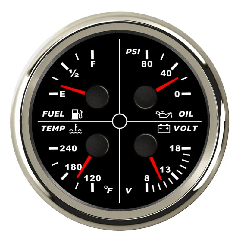 85mm Mechanical Generators diesel tank Fuel Level PSI Volt Temp Four in 1 Gauge view 4