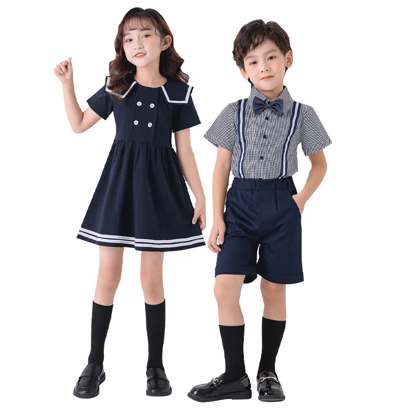 

Children's British Style Chorus Performance Suits Kids Summer School Uniform Boys Girls Kindergarten Graduation Ceremony Costume