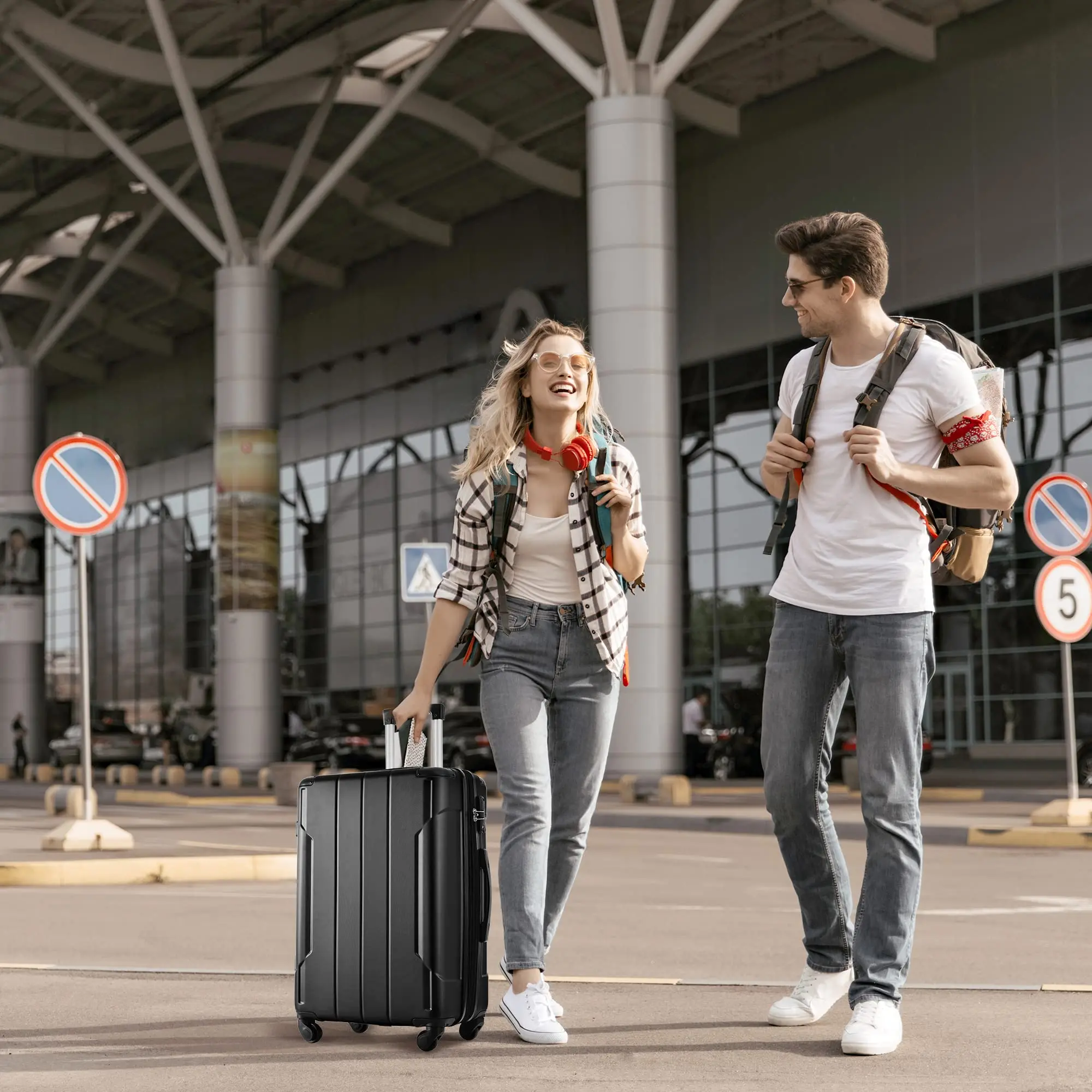 Maleta giratoria de equipaje de concha dura con cerradura TSA, bolsas de equipaje de viaje ligeras expansibles de 24 pulgadas para mujeres y hombres