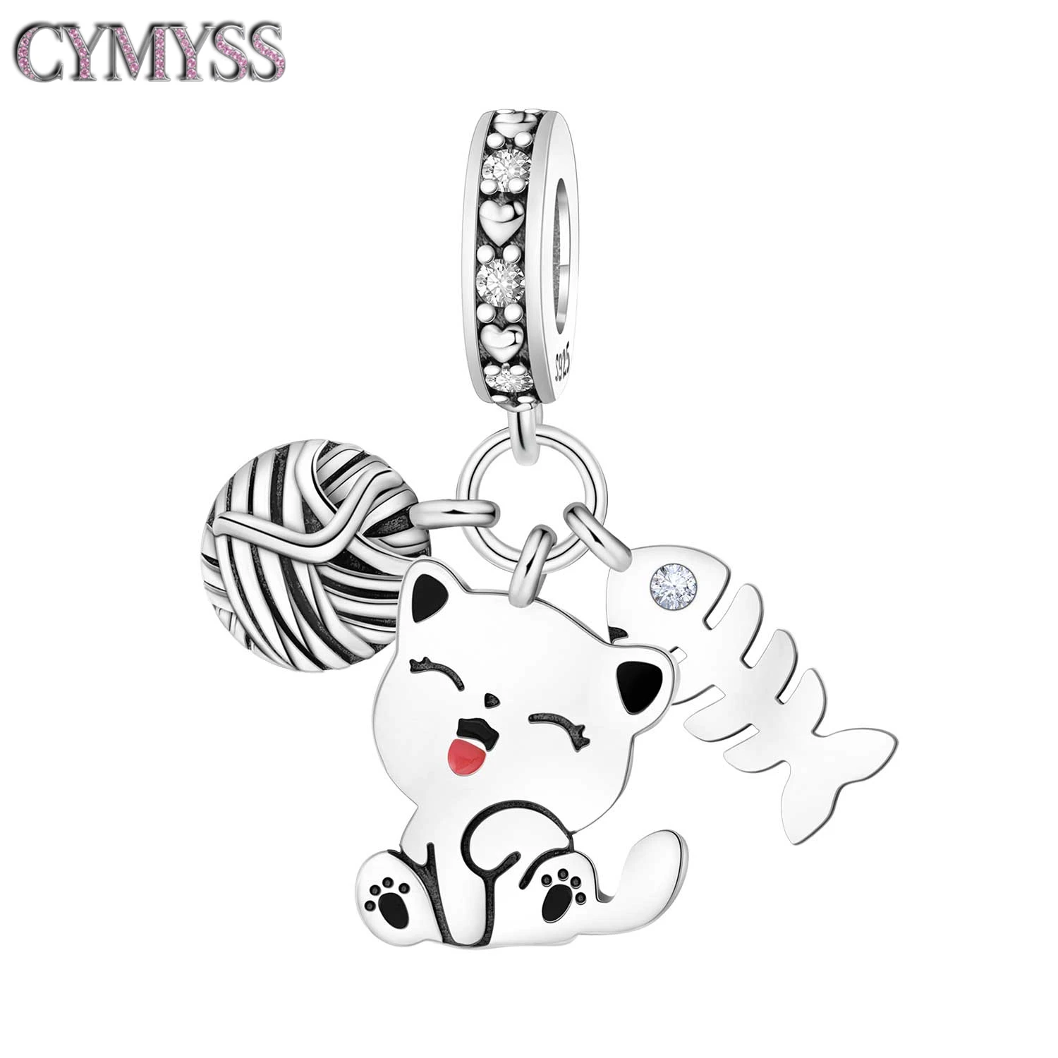 

CYMYSS 2025 New S925 Sterling Silver Cat Fishbone Wool Cute Pendant Boutique Travel Birthday Party Jewelry Gift Women's Pendant