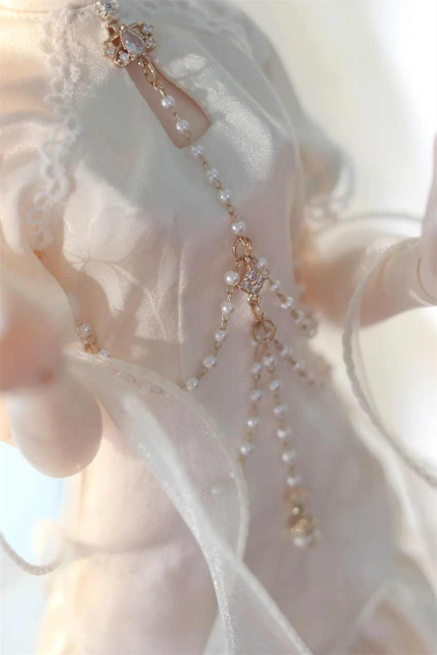 BJD Doll Dress Sets Cheongsam Elegant Lace-up Girls Pearl Chain 1/4 Dress Doll Accessories (no doll)