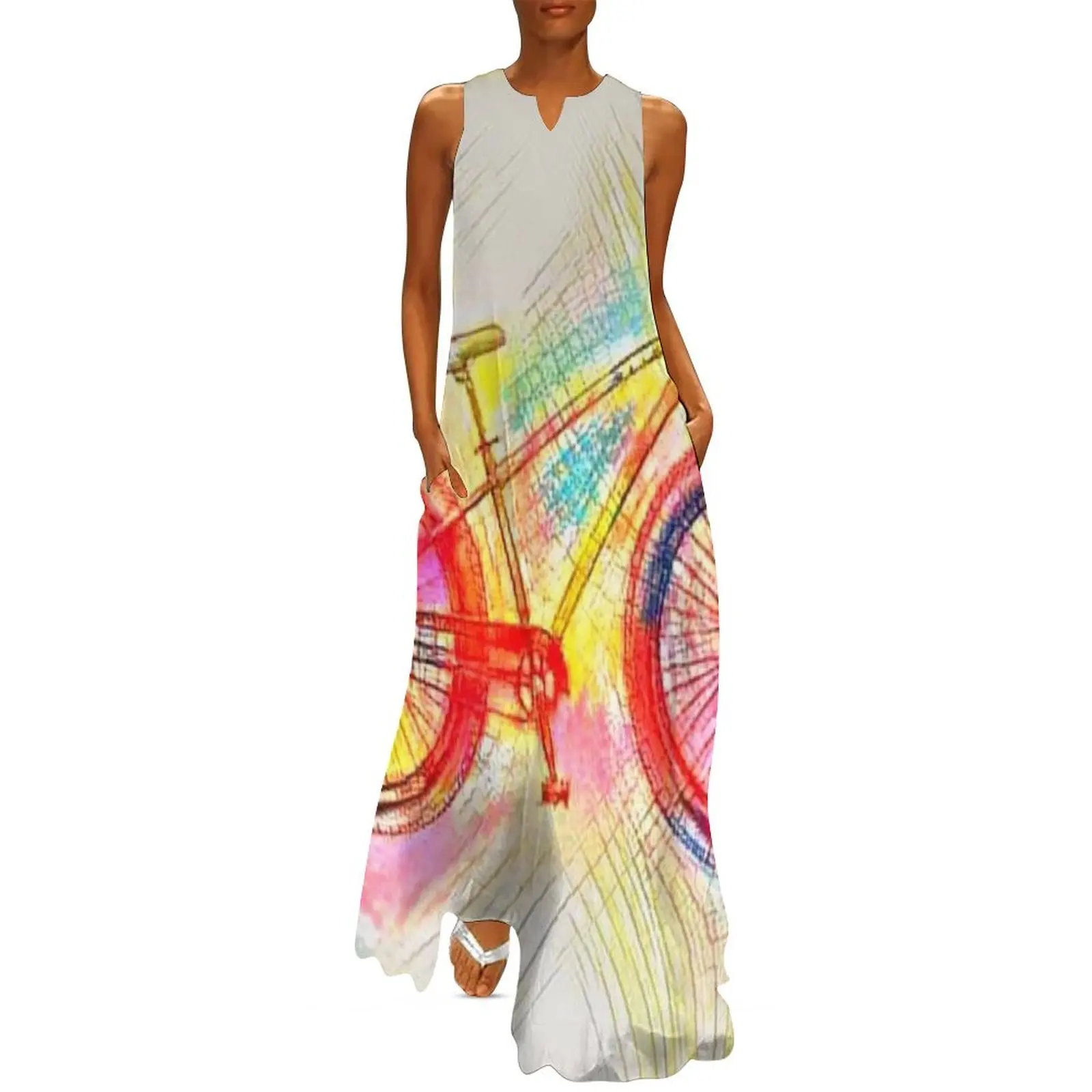 

Cycling with Crayons Long Dress dress summer 2025 women women evening dress Aesthetic clothing Summer skirt