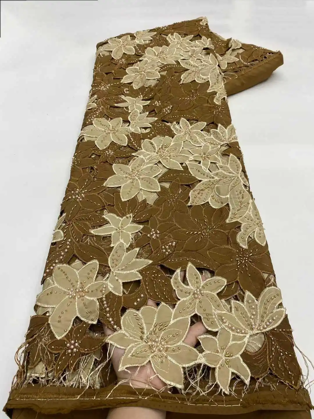 새로운 나이지리아산 고품질 튤 레이스 원단, 비즈와 스팽글 장식, 2026 아프리카 메쉬 네트 드레스 제작용, 5야드