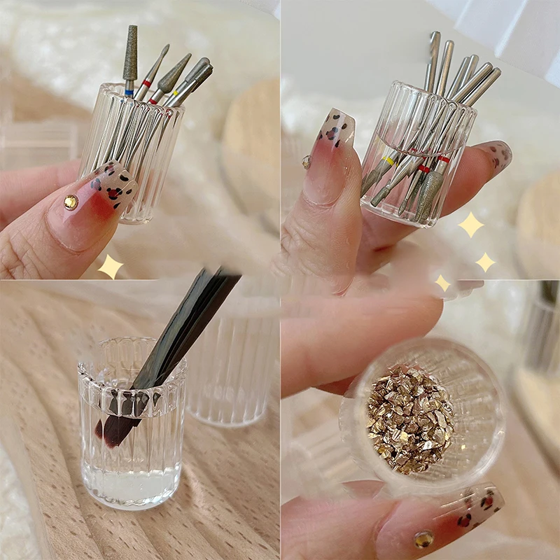 1pc Nail Cup Crystal Cup Acrylic Liquid Bowl Holder Wash Nail Pen Dish Dappen Manicure Tool