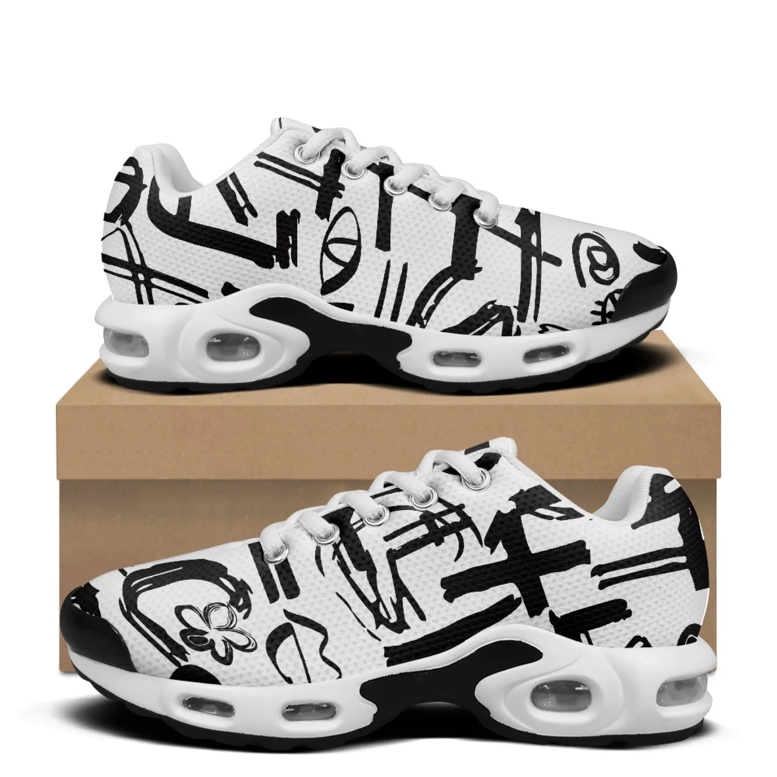 

XIXIRIMIDO Graffiti Air-Cushioned Sneakers Women's Running Shoes Men's Commuter Shoes Lightweight Breathable Soft Comfortable