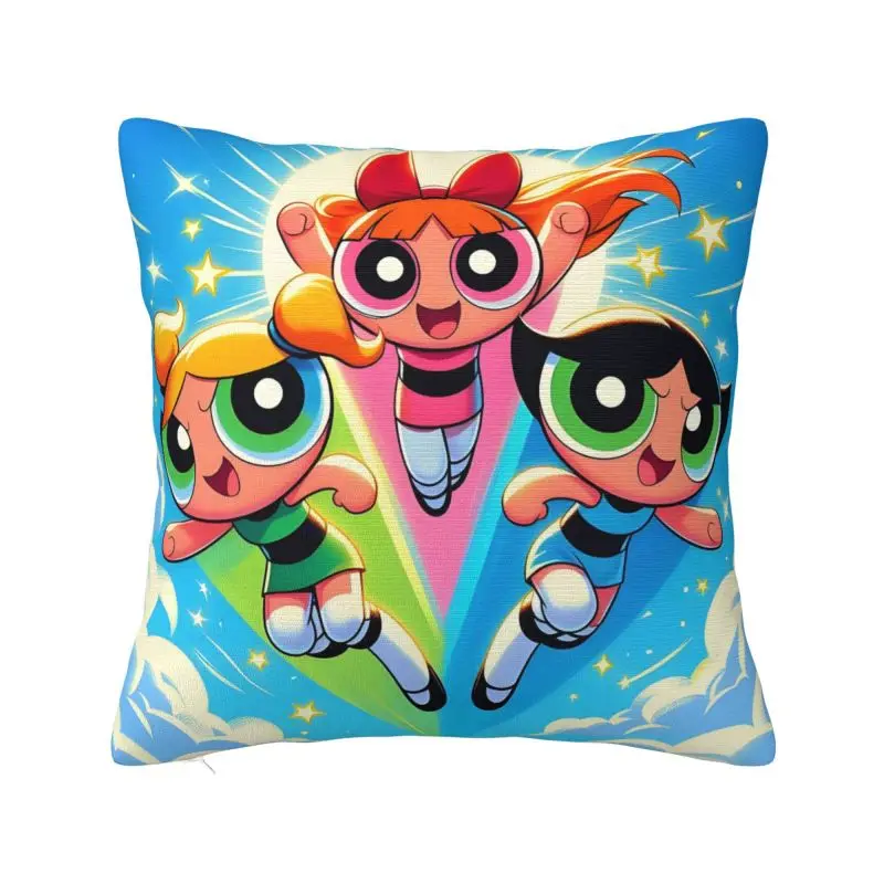 مخصص P-PowerPuffs الفتيات وسادة تغطي لطيف الفتيات المخملية الشمال رمي وسادة