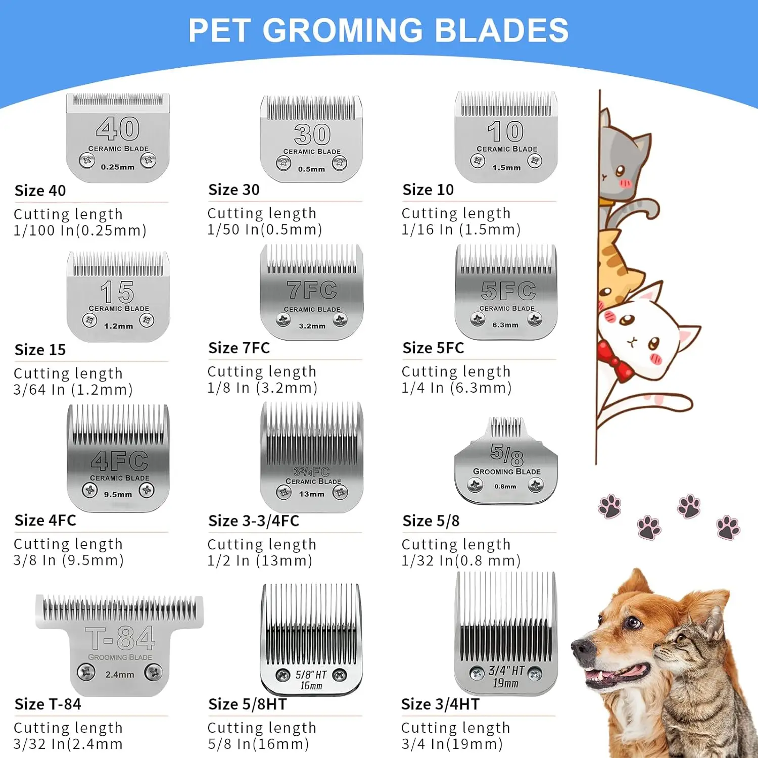 Professional Pet Dog Grooming Detachable ceramic blade Compatible with Andis/Oster A5/Wahl KM Series Animals Clippers