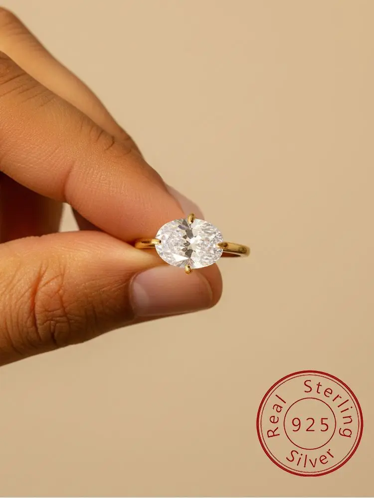 Modischer runder ovaler Zirkon-Ring aus 925er-Sterlingsilber für Damen, Verlobung, Hochzeit, Jahrestag, Party, hochwertiger edler Schmuck