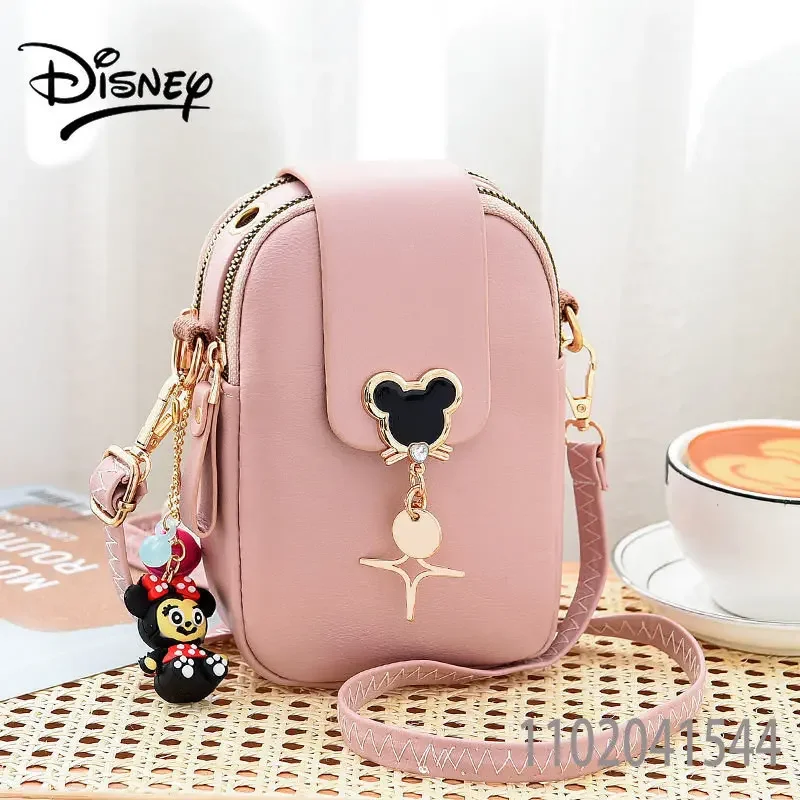 Disney Mickey Mouse Shoulder Bag for Women Girl PU Crossbody Bag Luxury Designer Purse Cute Durable Fashion Casual Pink Black