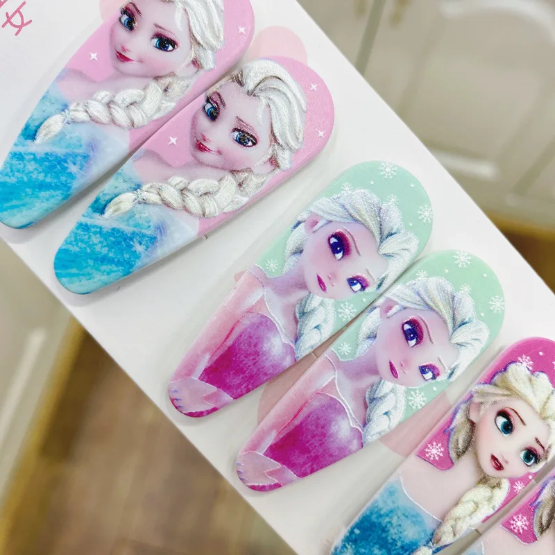 10 Uds. Horquilla de Disney Frozen Elsa princesa horquilla estampada para niños Mickey BB horquilla Kawaii accesorios para el cabello regalo de