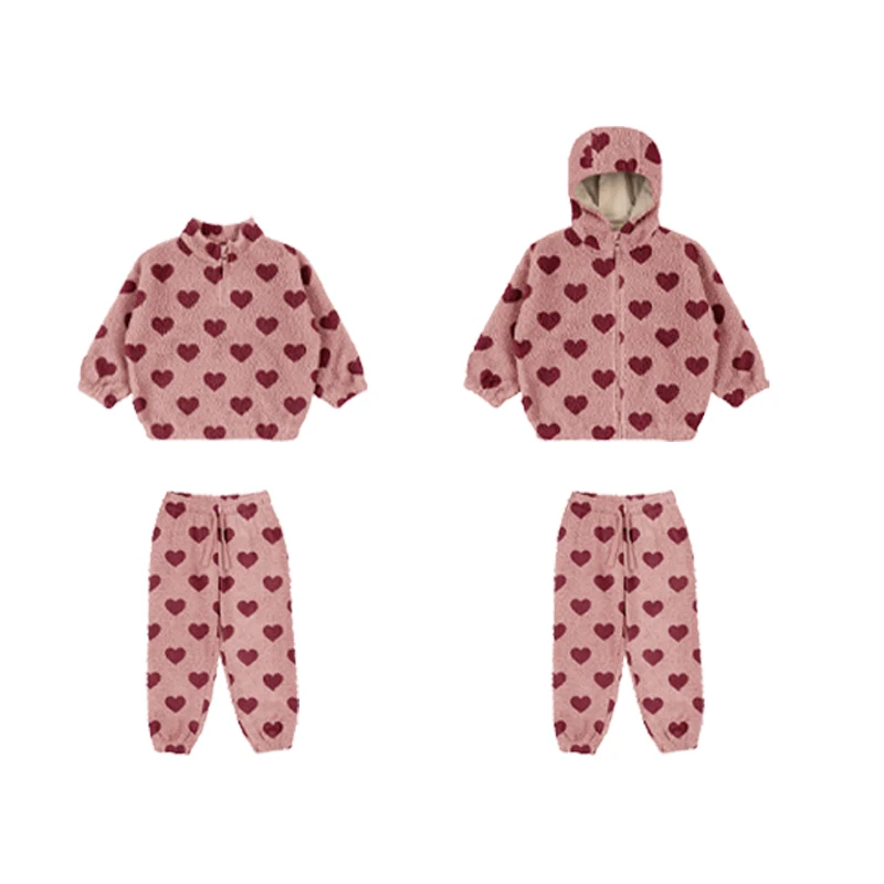 2025 جديد الخريف الشتاء الأطفال مقنعين سترة وسراويل مجموعة الفتيان الفتيات المطرزة سترة غير رسمية الاطفال معطف دافئ