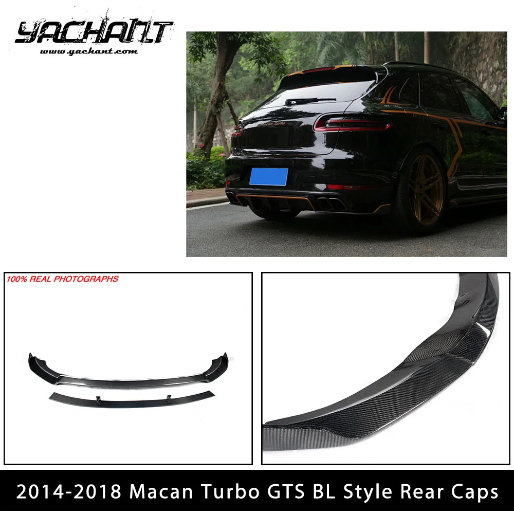 Car Accessories Carbon+ Fiber Glass CFRP Rear Caps BL Style Fit For  2014-2018 Macan Type 95B Turbo GTS