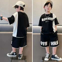 New Summer Teenagers Boys Clothing Sets Child Fashion Letter Top And Shorts 2Pcs Kids Tracksuit 4 5 6 7 8 9 10 11 12 13 14 Years