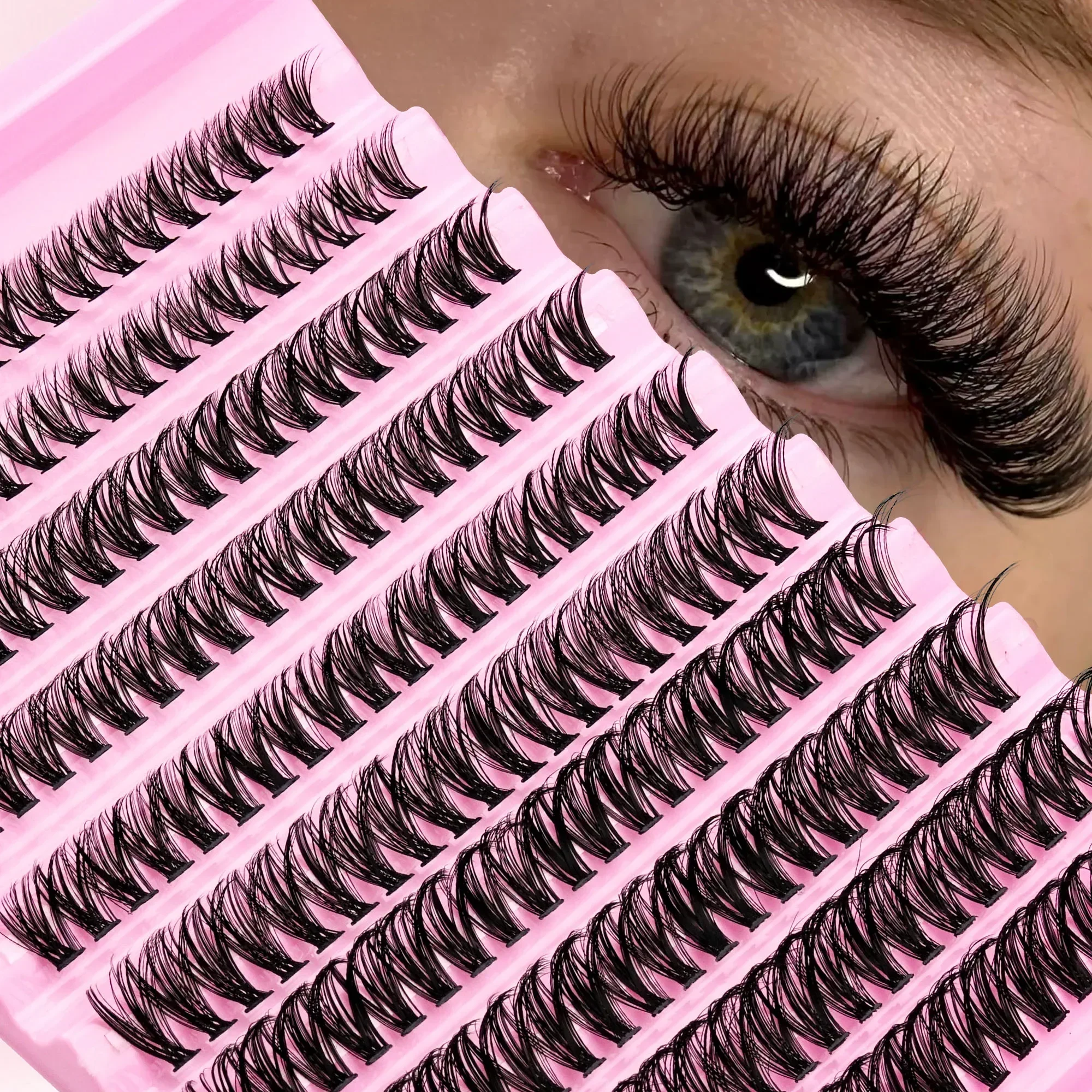 D Curl DIY Lash Clusters Faux Mink Individual Eyelash Extensions Fluffy Wispy Thick Volume False Eyelashes for Eye Makeup