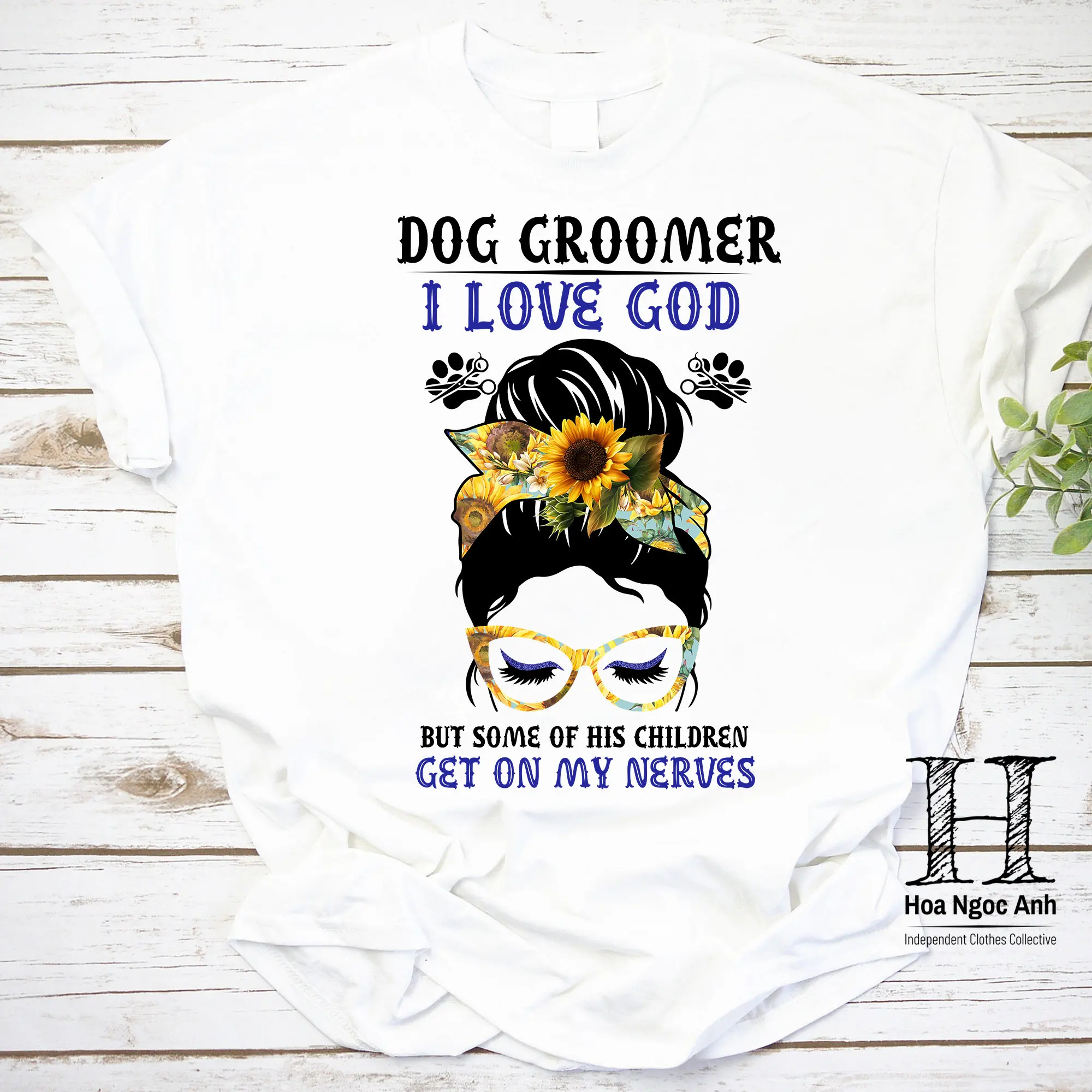 I Love God But Some Of His Children Get On My Nerves Vintage T Shhirt Female Dog Groomer Lover Shirt For