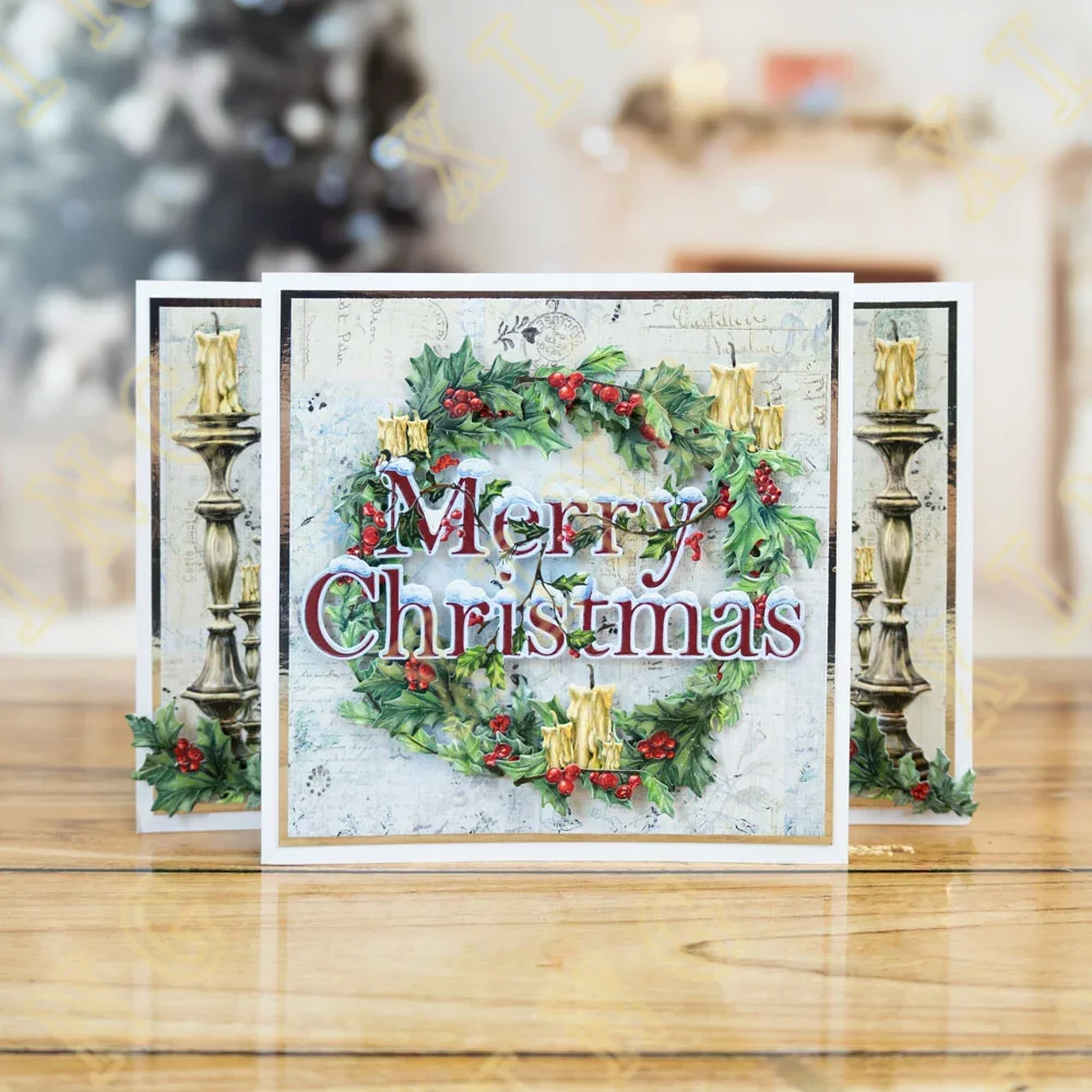 قوالب القطع المعدنية فرع هولي المرحة والمشرقة لعام 2024 لصنع ورق القصاصات وبطاقات النقش والحرف اليدوية لصنع القطع الاستنسل