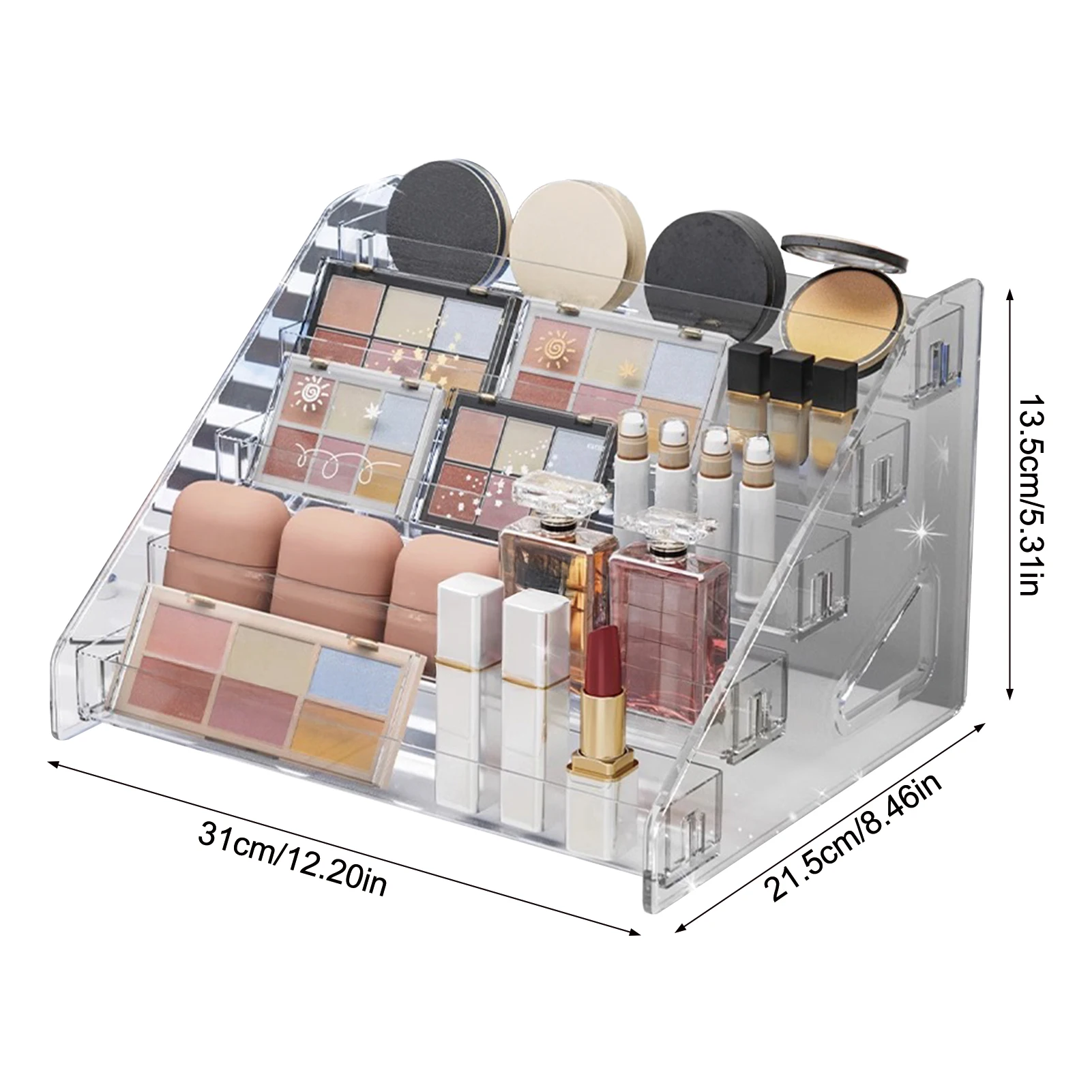 3-7 Ebenen Transparenter Kunststoff Kosmetik-Organizer Präsentationsständer Klare Aufbewahrungsbox Make-up Pinsel Lippenstifte Halter Desktop-Aufbewahrung – Detail 6